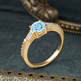 1 Carat Aquamarine Engagement Ring Side Stone Promise Ring